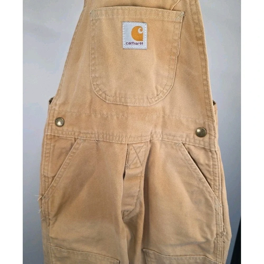 Carhartt Vintage Bibs Kids Double Knee  Please See Measurements‎ Tan Duck Canvas